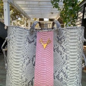 Taxidermy brand Large Liz Traveler Natural Python and Pink